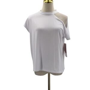 X BY GOTTEX SZ M white crew neck cutout short sleeve tshirt top NWT B97